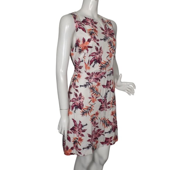 CREMIEUX Dress, 14, Floral, Accent Sash/belt, Sleeveless, White/Purple - Picture 4 of 13